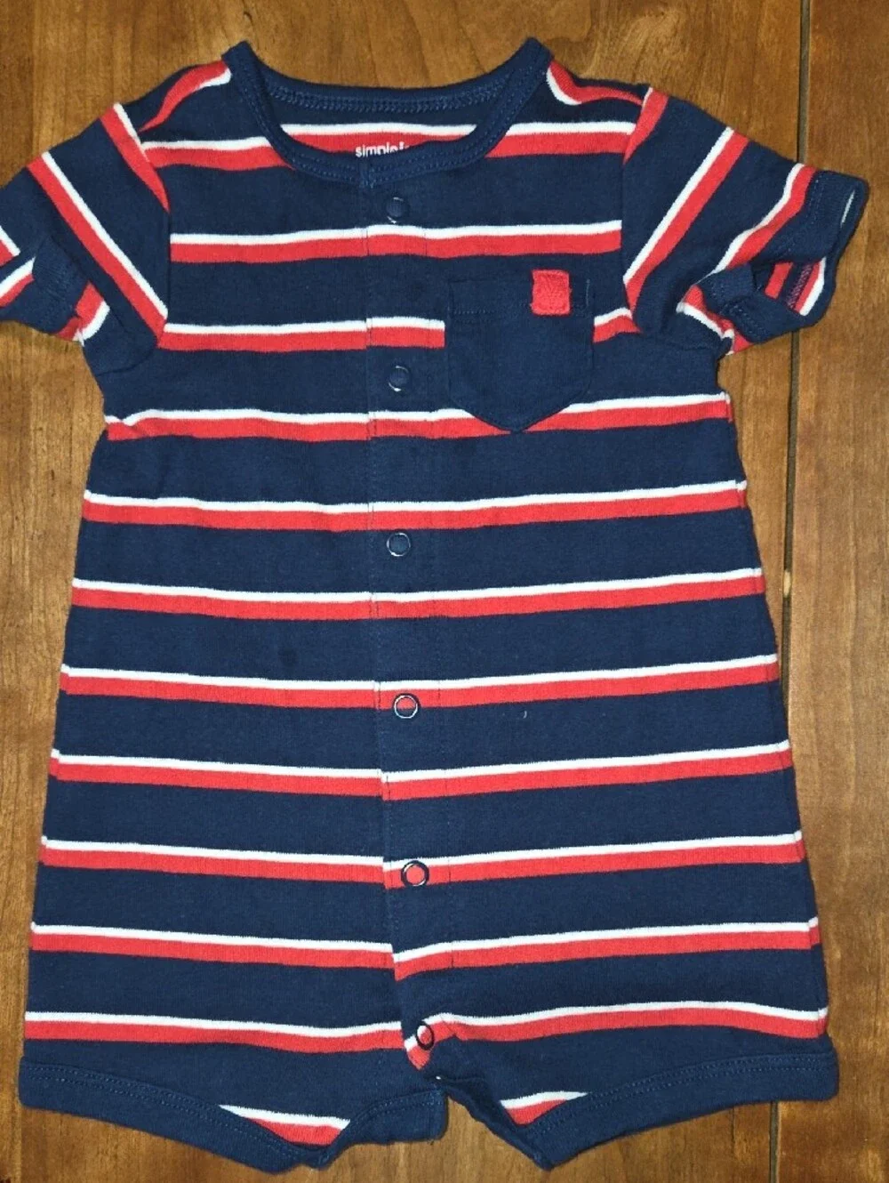 Carter's Red Navy & Heather Gray Short Sleeve Romper Trio